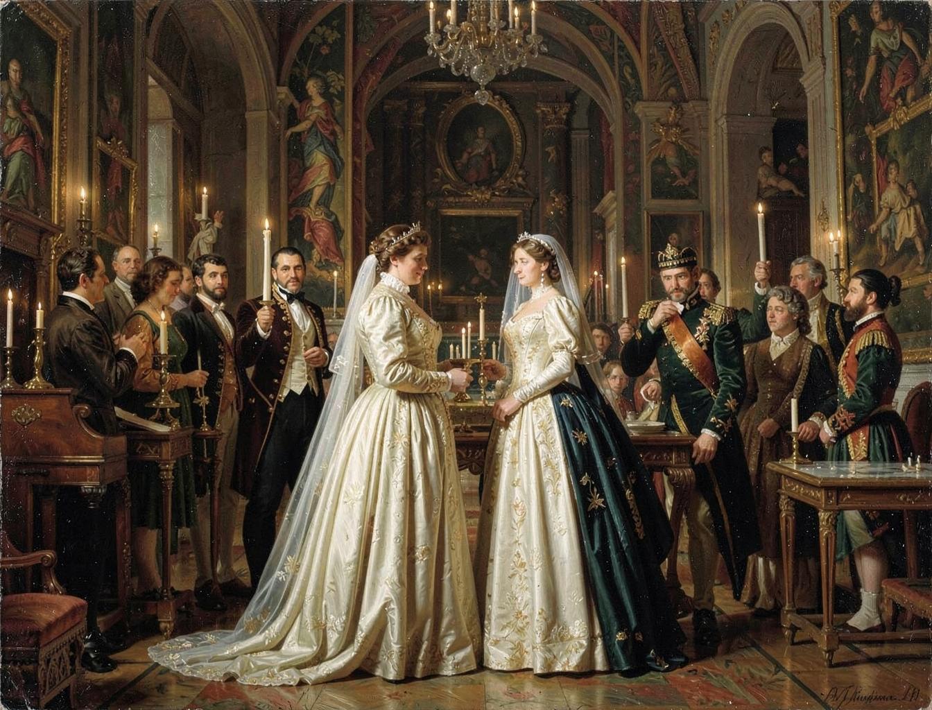Su boda con el príncipe Andrés de Grecia en 1903, en presencia de las casas reales de Europa