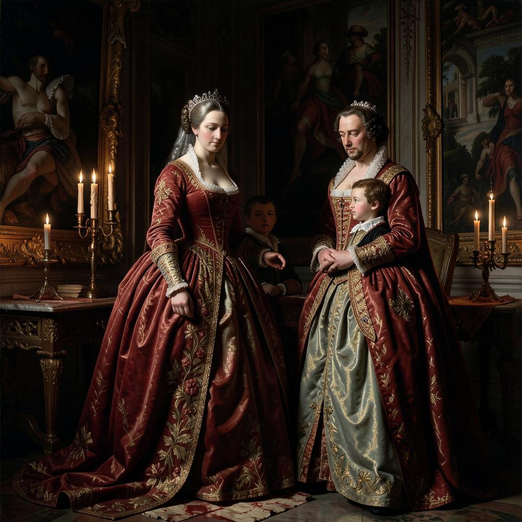 Ana de Austria junto a su hijo Luis XIV, durante su regencia en plena época de la Fronda.