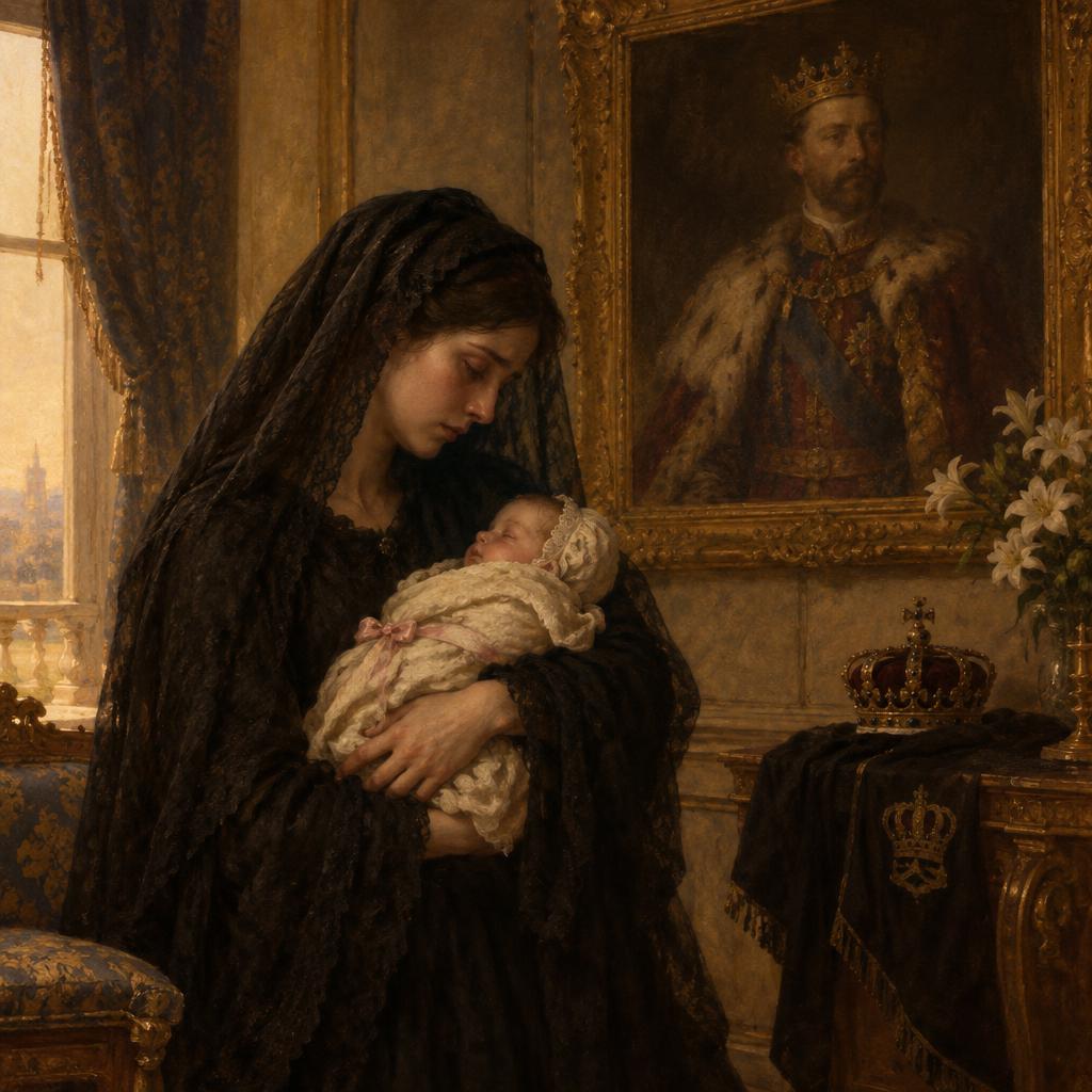 1921: la viuda del rey con su hija Alejandra, nacida después de la muerte de su padre.