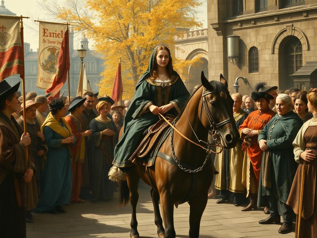 Llegada a Inglaterra (1501). Catalina desembarca como novia del príncipe Arturo; su recibimiento fue una fiesta de Estado que selló la alianza entre los Reyes Católicos y los Tudor.