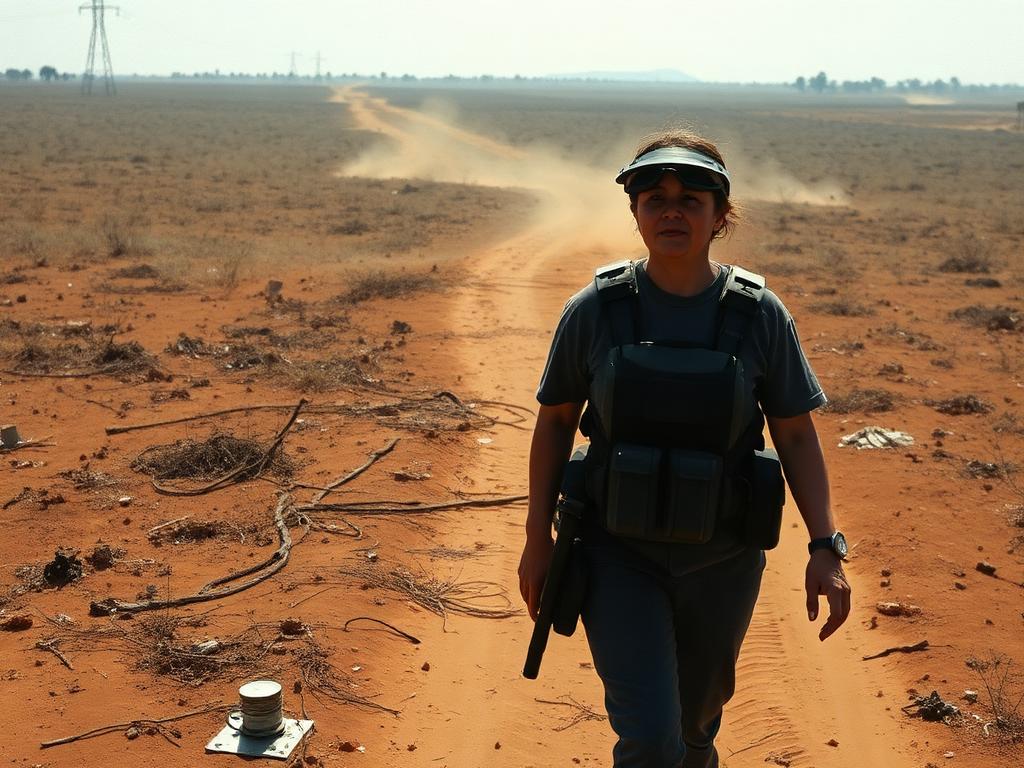 Angola, enero de 1997. Recreación con IA de su caminata por un campo minado junto a la Halo Trust; meses después se firmó el Tratado de Ottawa contra las minas antipersonales.