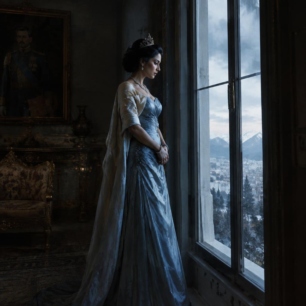 Teherán, años 40: la joven emperatriz en un palacio extraño, símbolo de la soledad que la llevó a pedir la anulación.