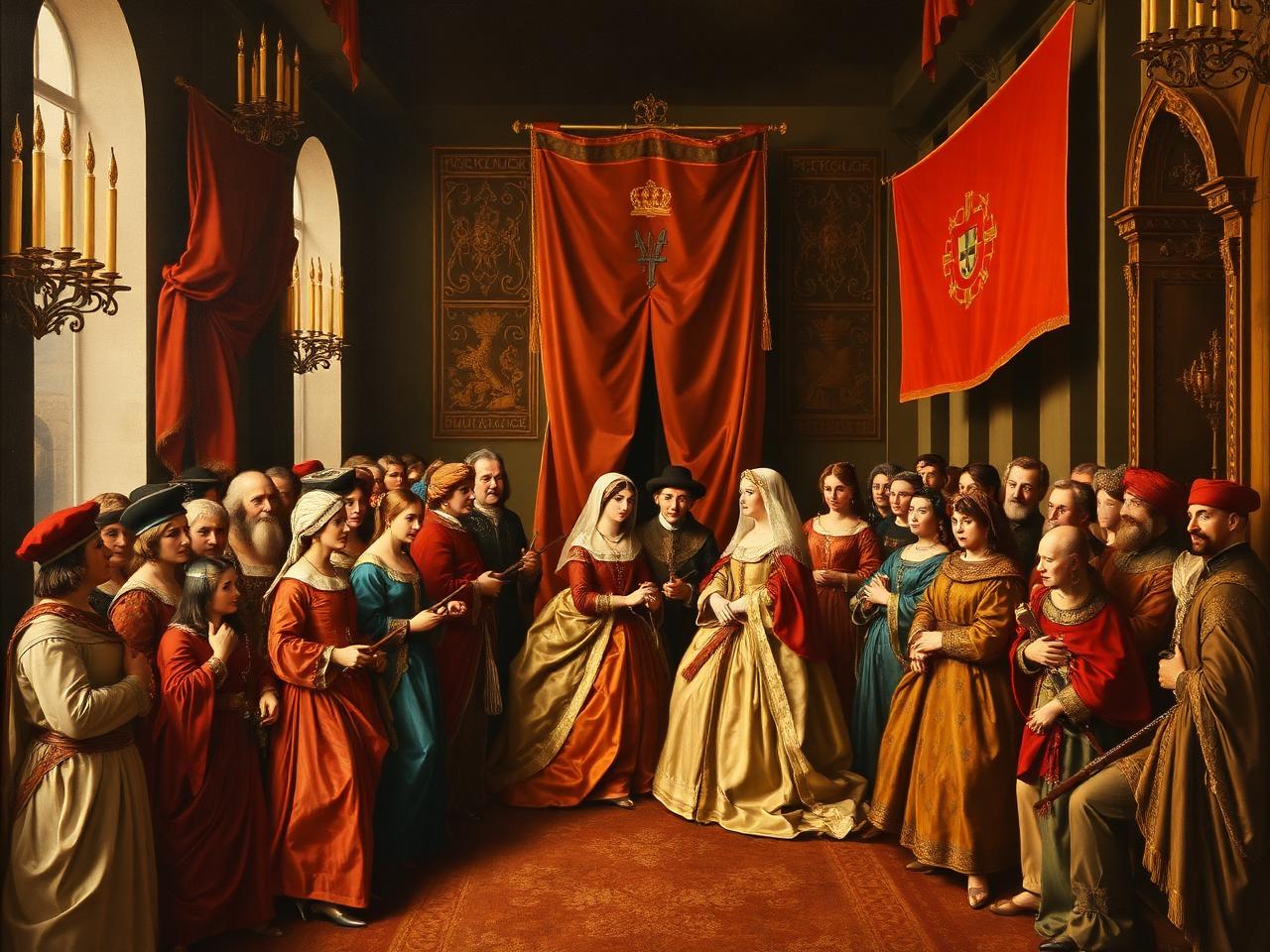 Recreación con IA de su boda con el príncipe Alfonso de Portugal en 1490, alianza que apenas duró unos meses.