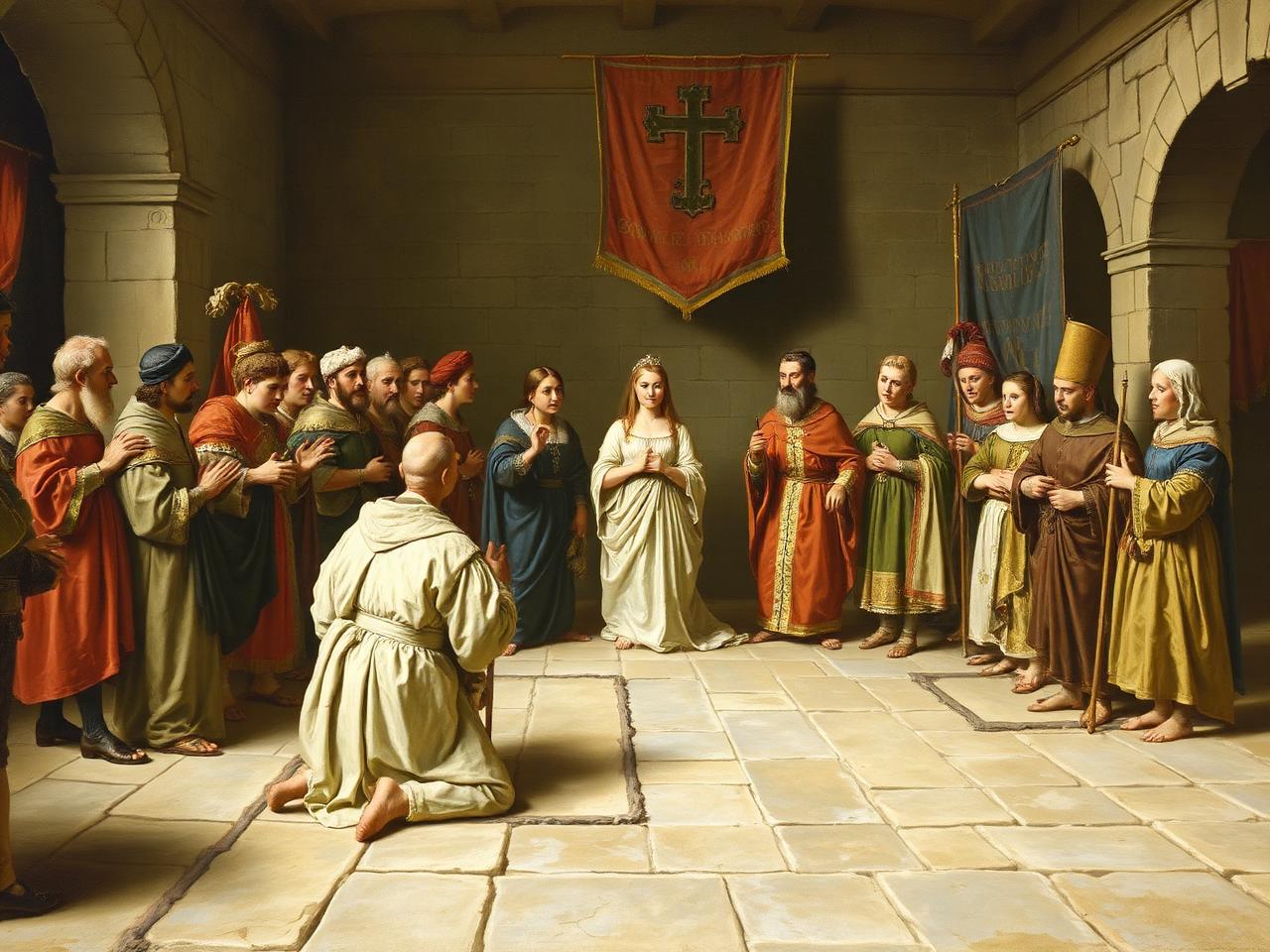 Recreación con IA del juramento de las Cortes que la reconocieron heredera de Castilla en 1498.