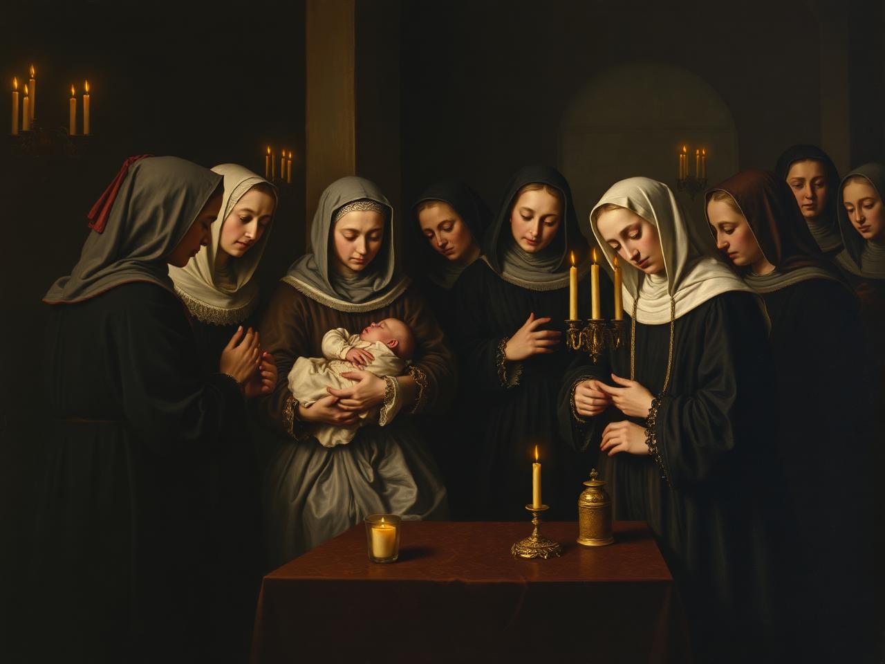 Recreación con IA de Zaragoza, 1498: nace Miguel de la Paz y muere su madre poco después del parto.