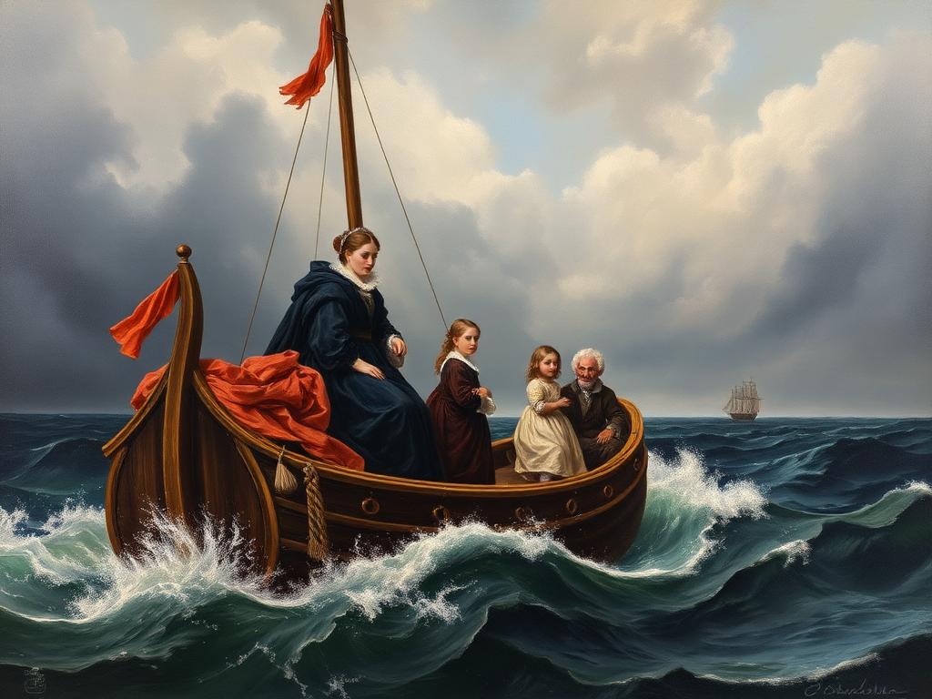 La huida (1523). Depuesto tras la revuelta danesa, Christian II se exilió con su familia cruzando el Báltico rumbo a los Países Bajos.