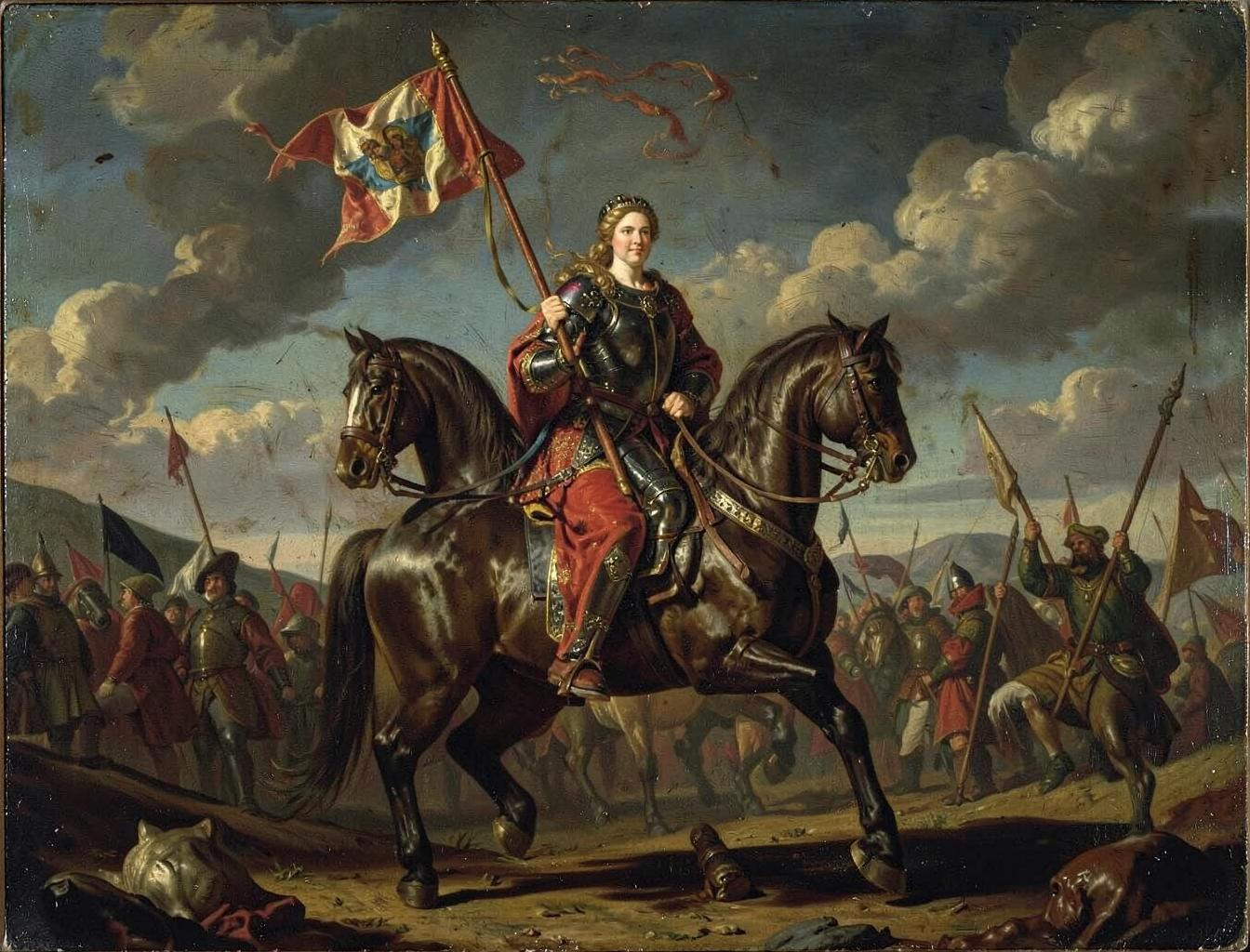 La reina a caballo durante la Segunda Cruzada, una imagen que hizo época