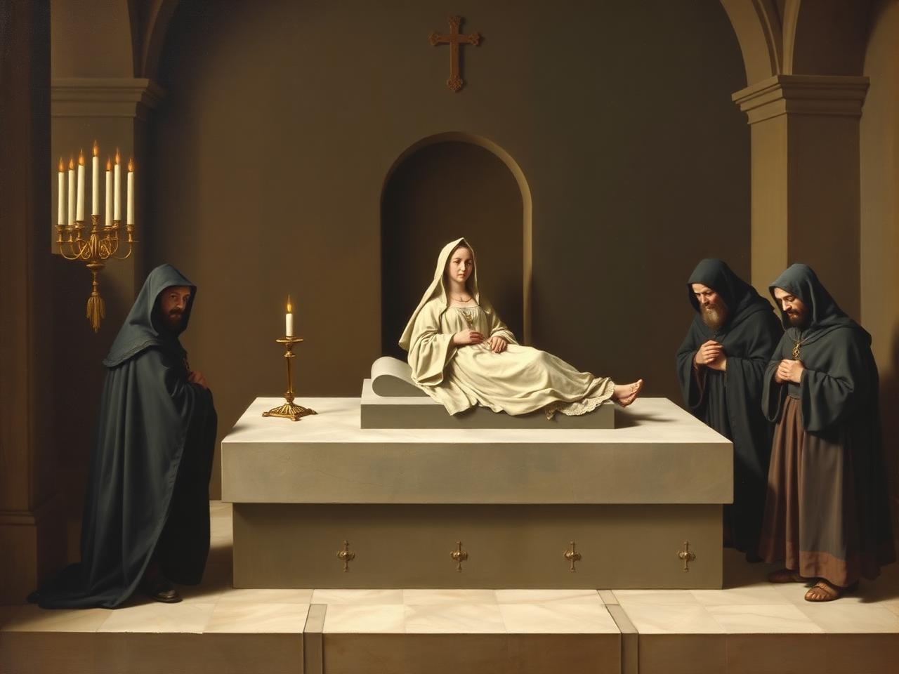 Recreación con IA de su sepultura: murió en 1517 y descansa en el monasterio de los Jerónimos.