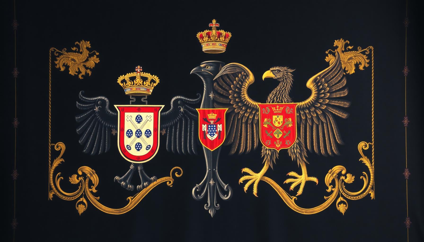 Escudo heráldico que simboliza la unión de la casa de Avís de Portugal y los Habsburgo de España.