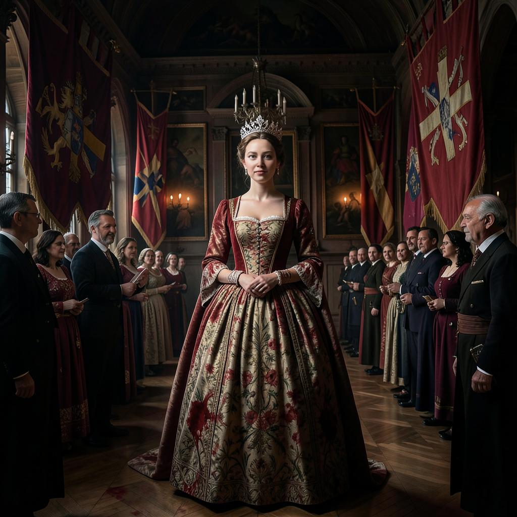 Ragnhild de Noruega en una recepción de palacio con el atuendo y la dignidad propios de su rango dinástico.