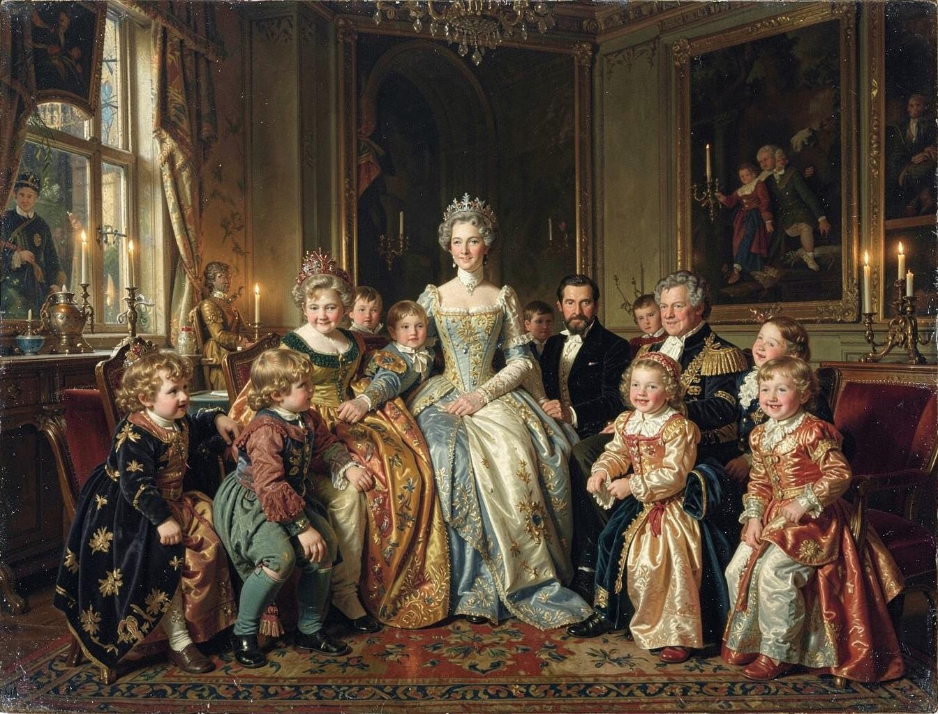 Victoria y Alberto con sus nueve hijos, la familia real que poblaría los tronos de Europa
